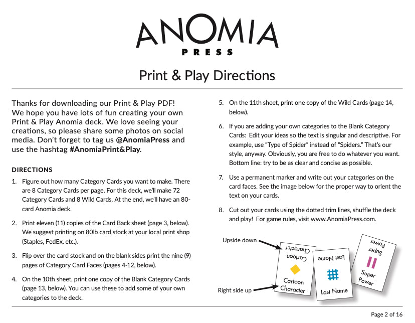 Anomia - Food Print & Play PDF
