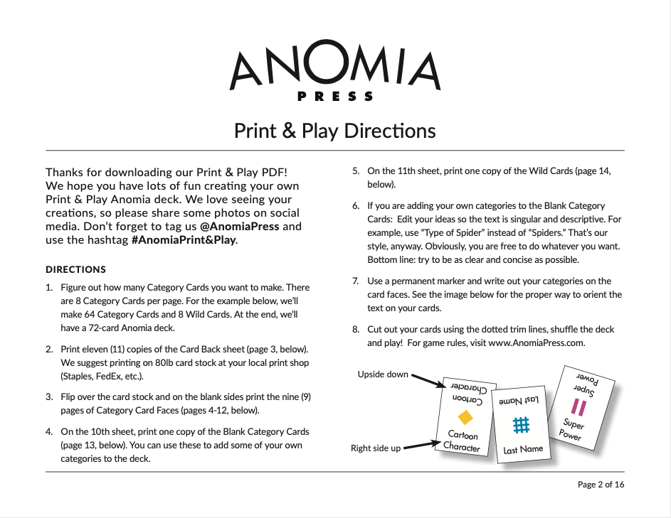 Anomia - Animals Print & Play PDF