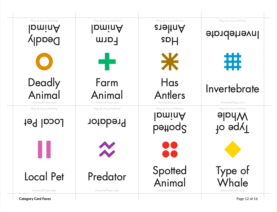 Anomia - Animals Print & Play PDF